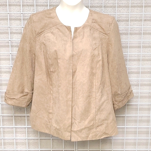 Cj Banks Suede LIGHTWEIGHT Size 2X Blazer 3/4 sleeve - Picture 1 of 7